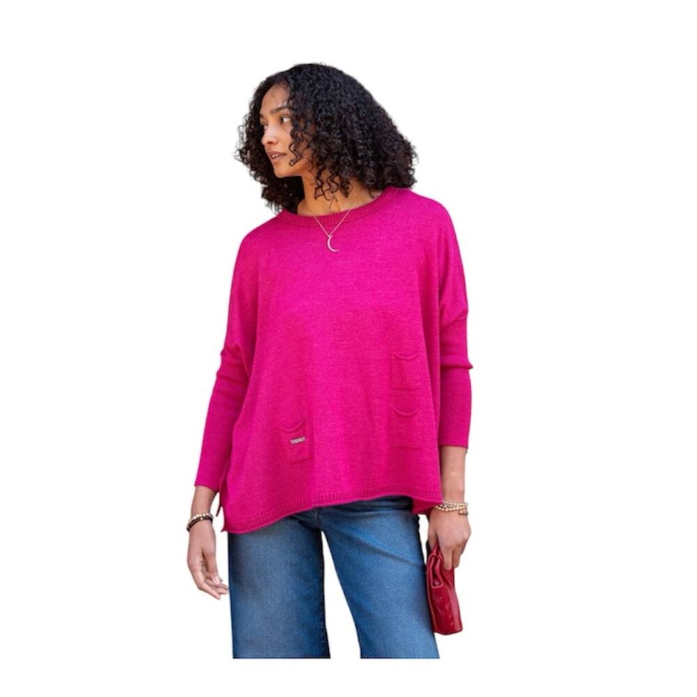 Mersea Catalina Sweater In Dragon Fruit Hot Pink Oversized Sweater One Size